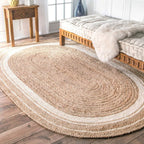 Natural Jute Hand Braided Oval Shape Area Rug