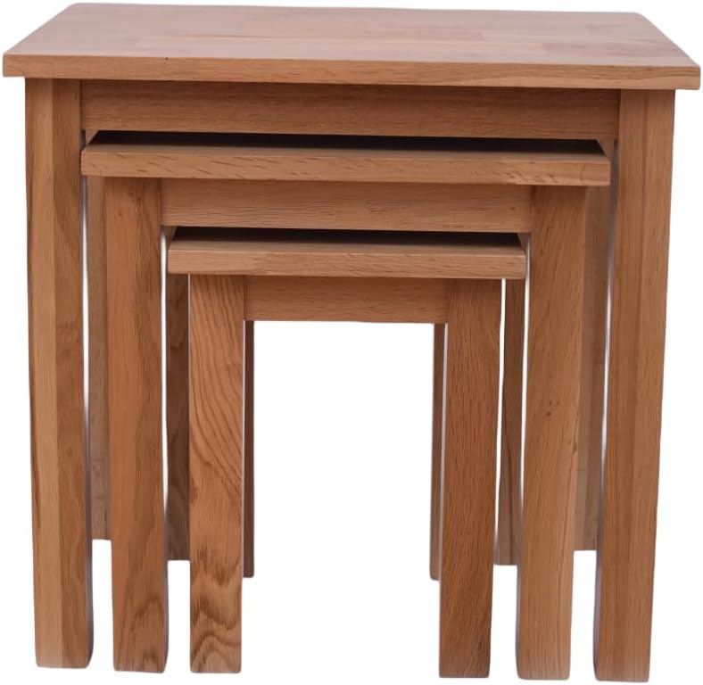 Natural Solid Oak Nesting Nest of Tables 3 Pieces