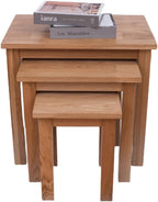 Natural Solid Oak Nesting Nest of Tables 3 Pieces