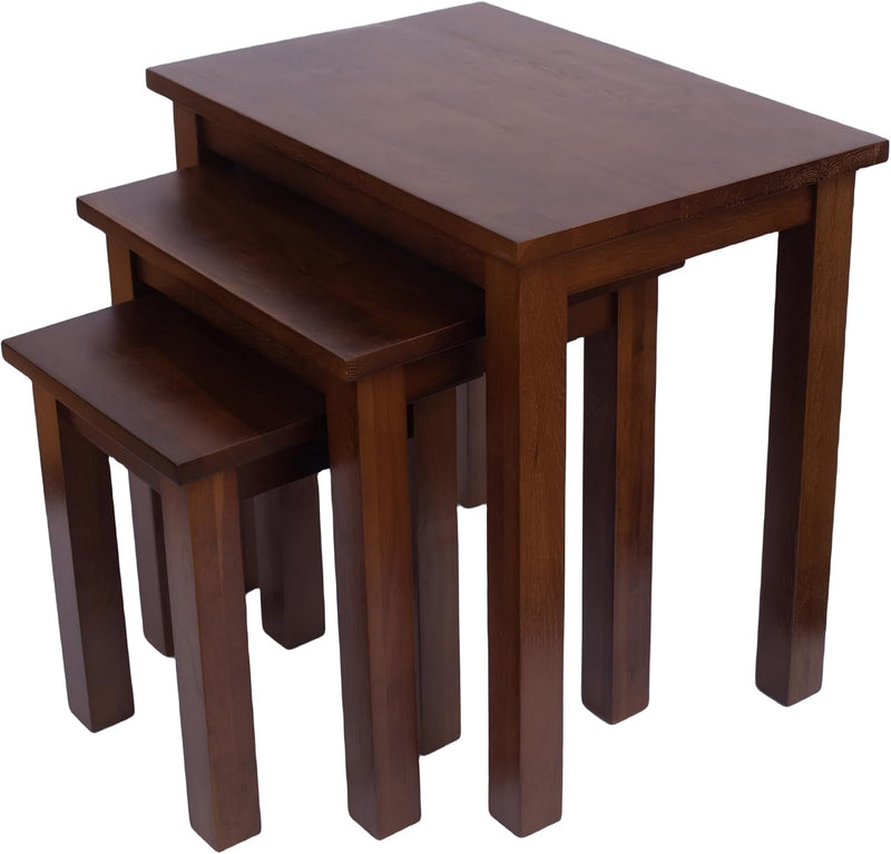 Natural Solid Oak Nesting Nest of Tables 3 Pieces