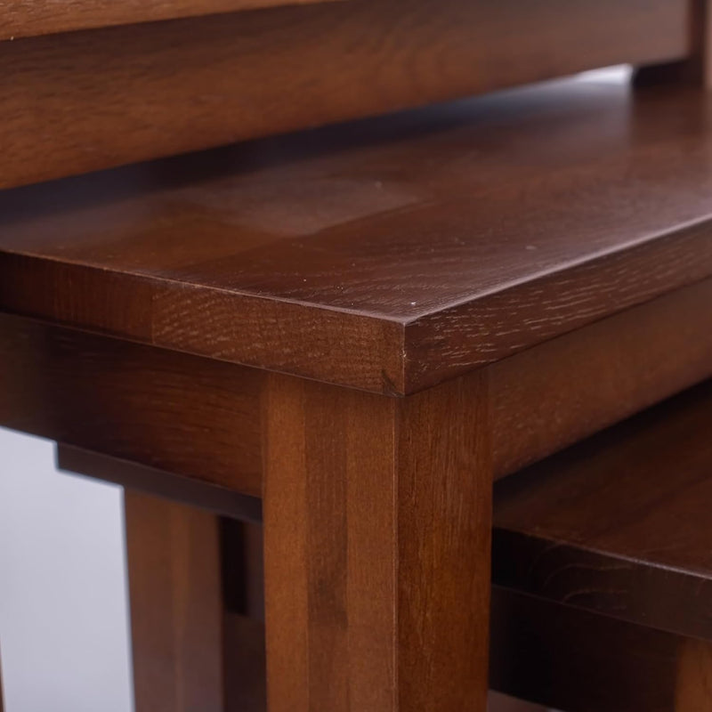Natural Solid Oak Nesting Nest of Tables 3 Pieces