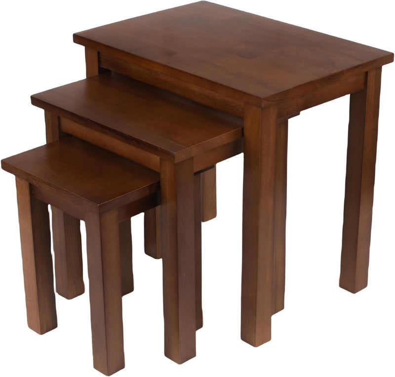 Natural Solid Oak Nesting Nest of Tables 3 Pieces