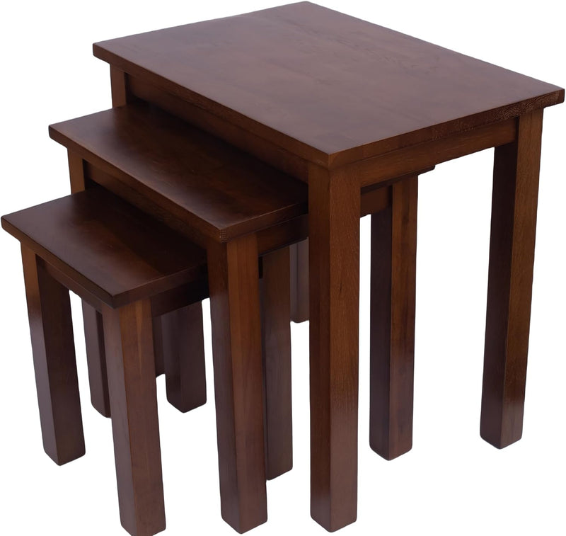Natural Solid Oak Nesting Nest of Tables 3 Pieces