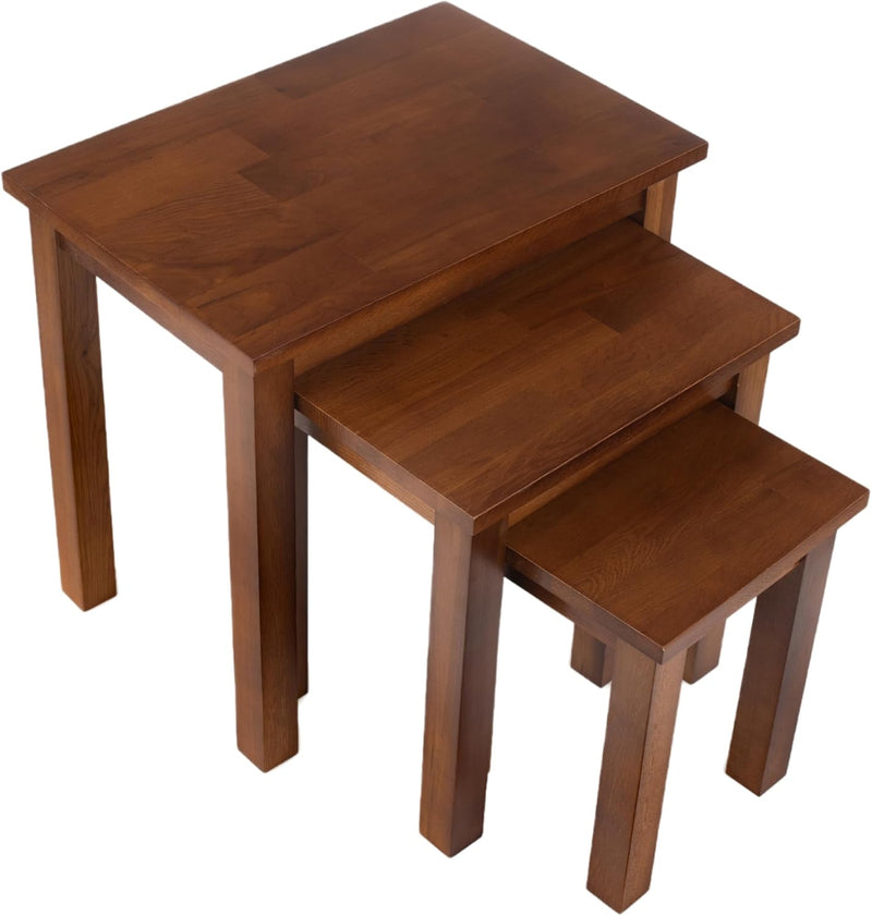 Natural Solid Oak Nesting Nest of Tables 3 Pieces