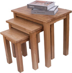Natural Solid Oak Nesting Nest of Tables 3 Pieces