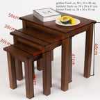 Natural Solid Oak Nesting Nest of Tables 3 Pieces