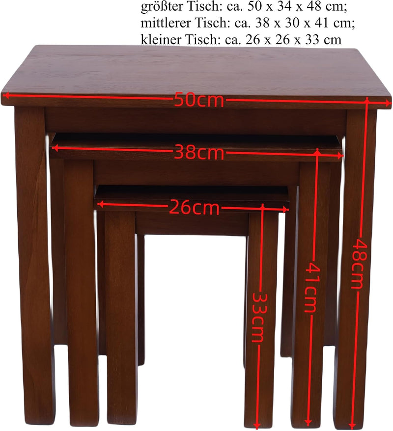 Natural Solid Oak Nesting Nest of Tables 3 Pieces
