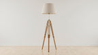 Nautical Natural Wooden Floor Lamp Tripod Stand Home