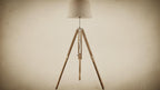 Nautical Natural Wooden Floor Lamp Tripod Stand Home