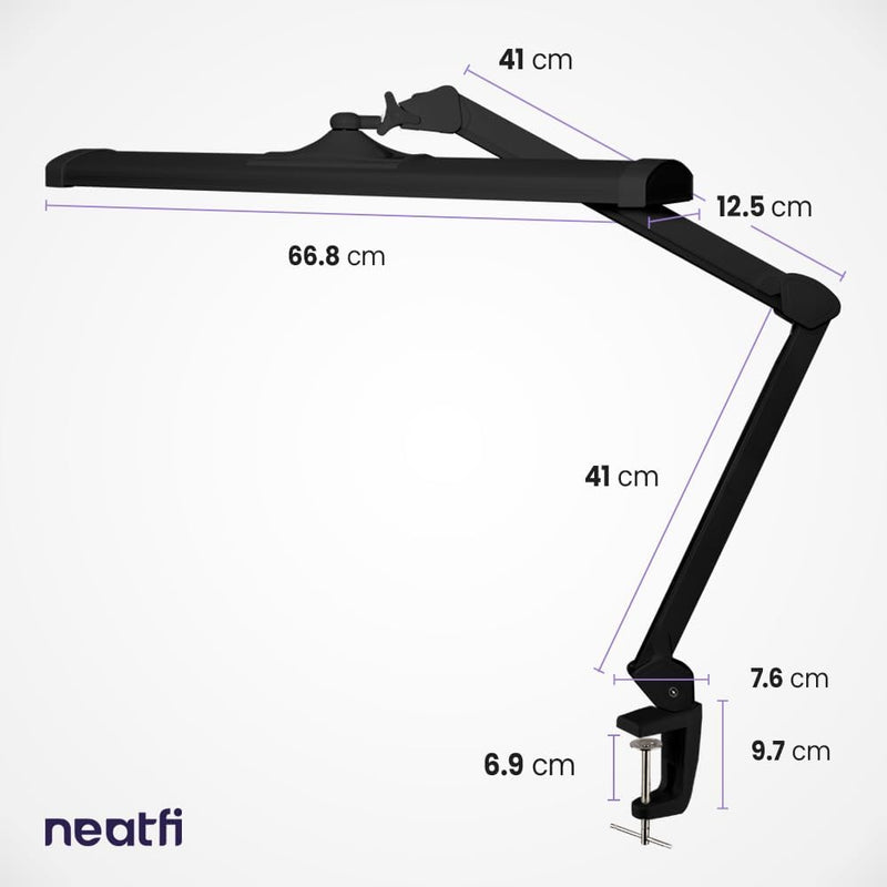 LED Desk Lamp with Clamp Lumens 66CM Wide