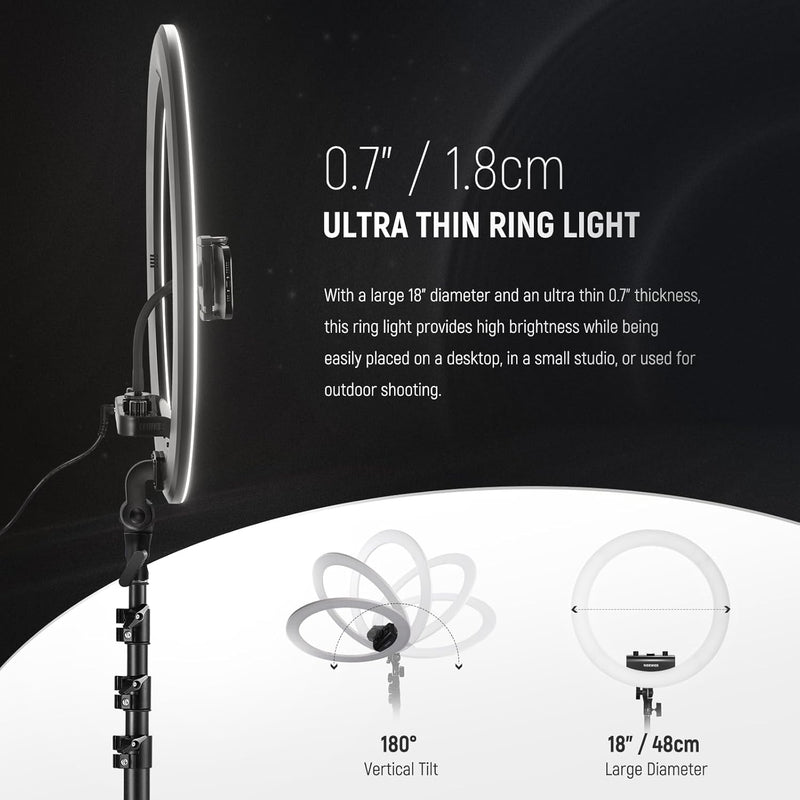 Professional 18 Inch Ring Light with Tripod Stand