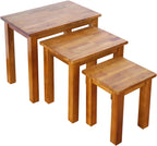 Nest of Tables Oak Solid Nesting 3 Coffee