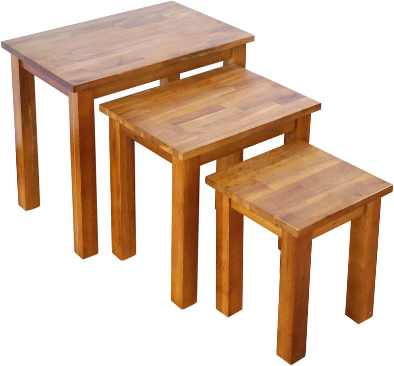 Oak Coxmoor Nest of Tables Wooden Coffee Side