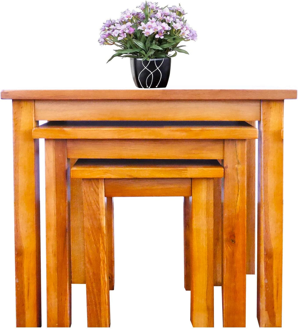 Nest of Tables Oak Solid Nesting 3 Coffee