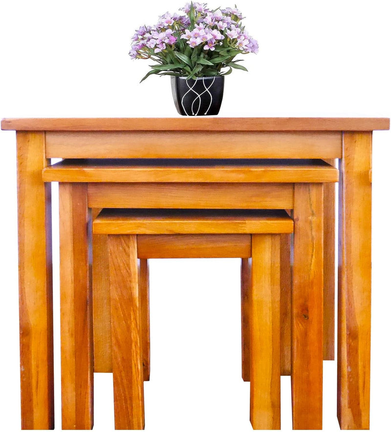 Oak Coxmoor Nest of Tables Wooden Coffee Side