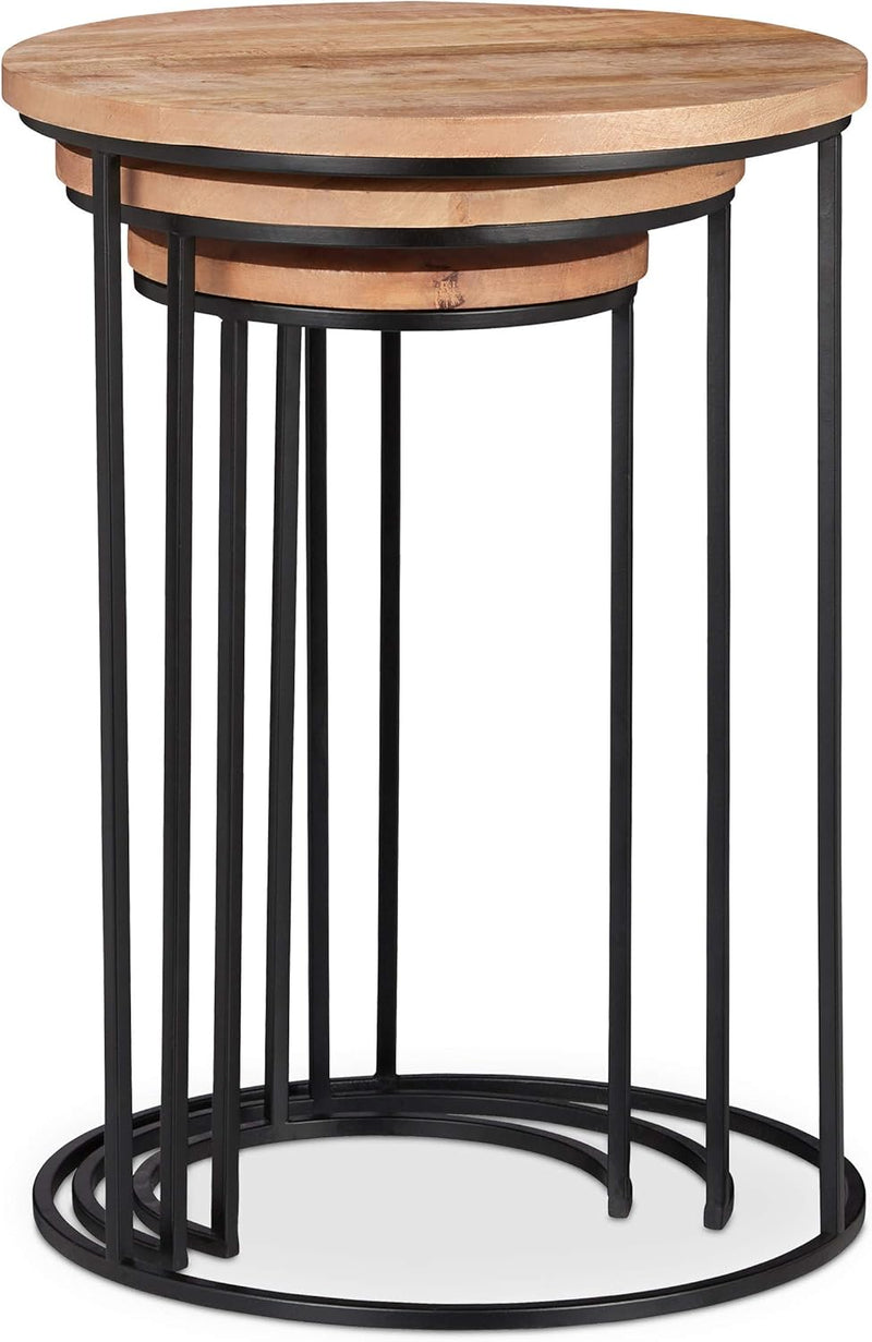 Nested Side Tables Round Tabletops 3 Sizes Metal (Set of 3)