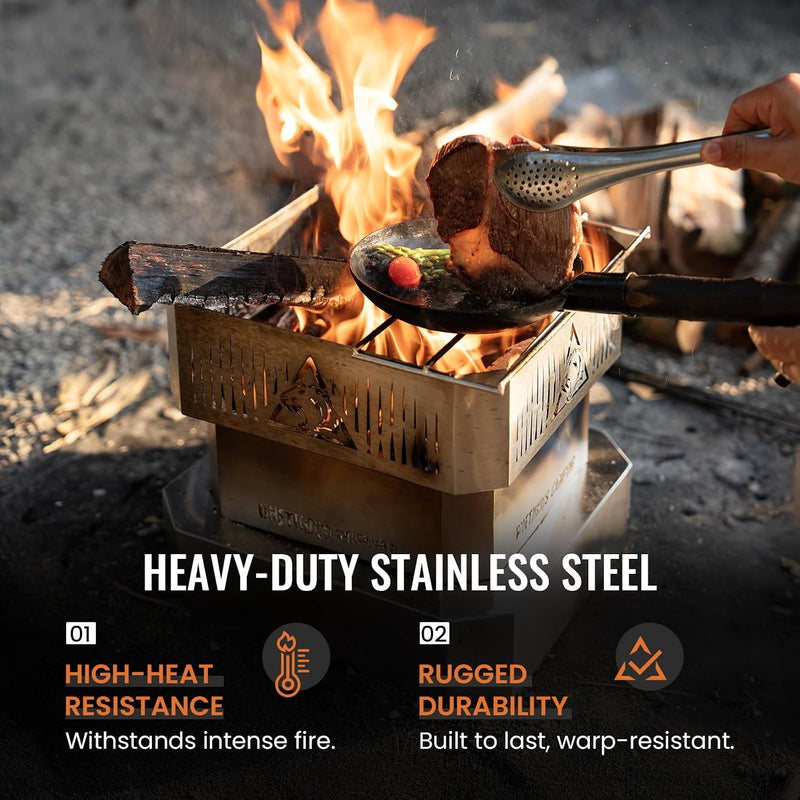 Portable Fire Pit for Camping 11.8-Inch Collapsible Stainless