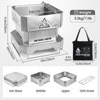 Portable Fire Pit for Camping 11.8-Inch Collapsible Stainless