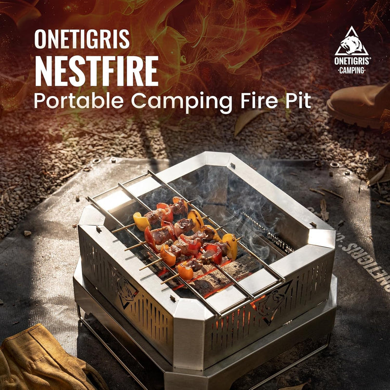 Portable Fire Pit for Camping 11.8-Inch Collapsible Stainless