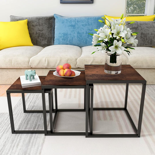 Nesting Coffee Table Stacking Metal Side Tables (Set of 3)