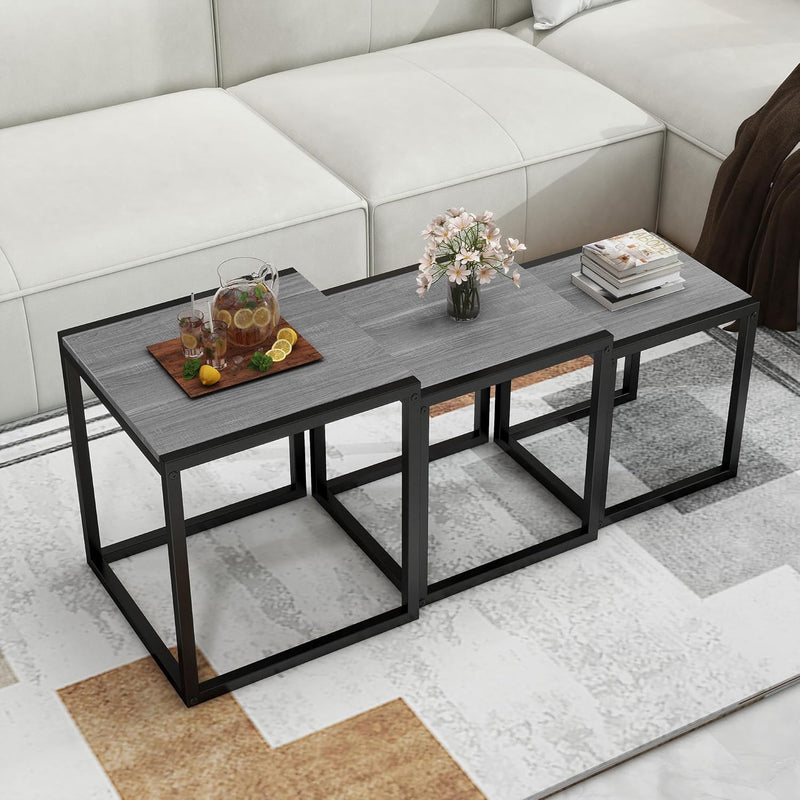 Nesting Coffee Table Stacking Metal Side Tables (Set of 3)