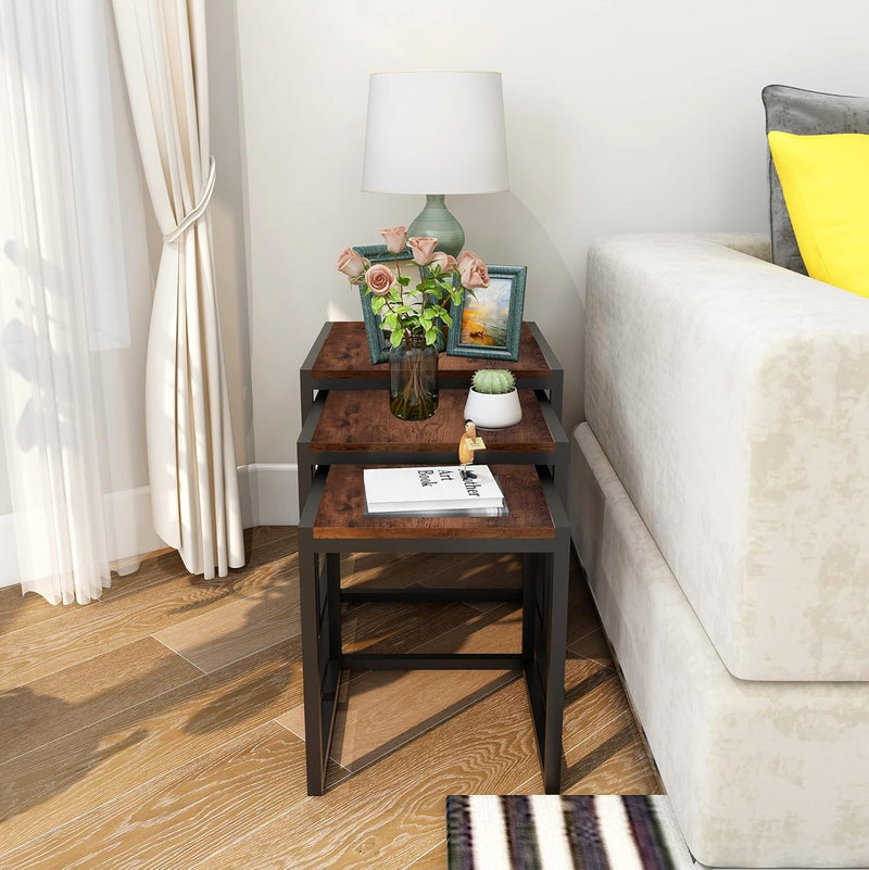 Nesting Coffee Table Stacking Metal Side Tables (Set of 3)