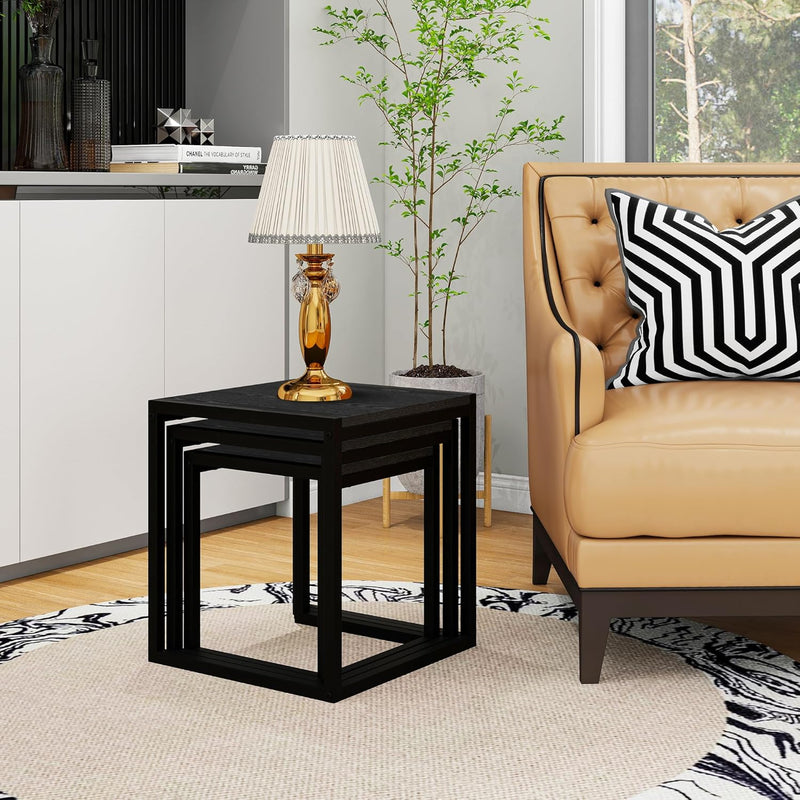 Nesting Coffee Table Stacking Metal Side Tables (Set of 3)