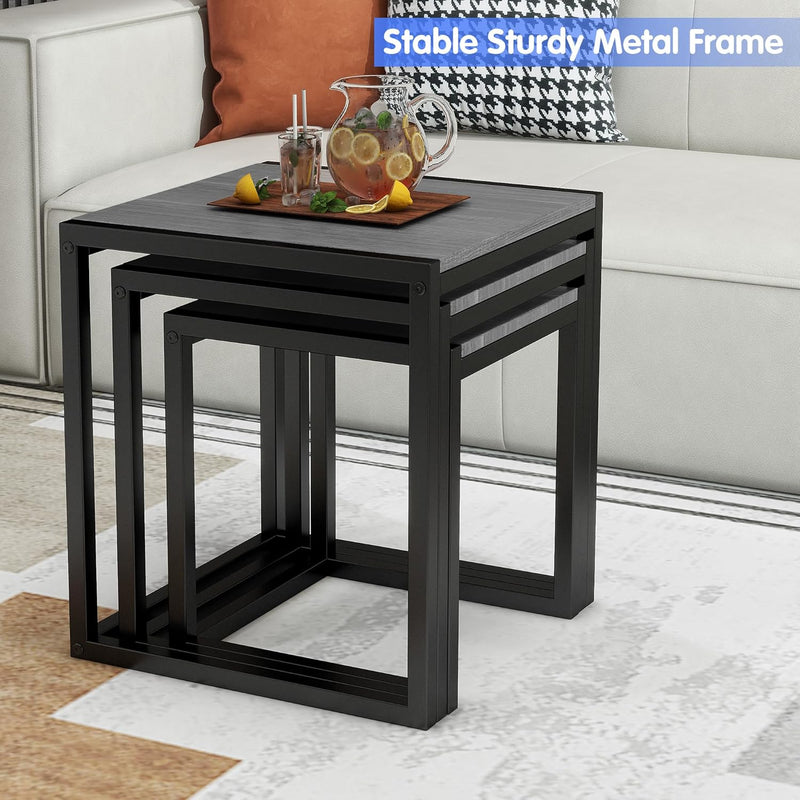 Nesting Coffee Table Stacking Metal Side Tables (Set of 3)