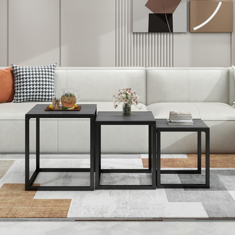 Nesting Coffee Table Stacking Metal Side Tables (Set of 3)