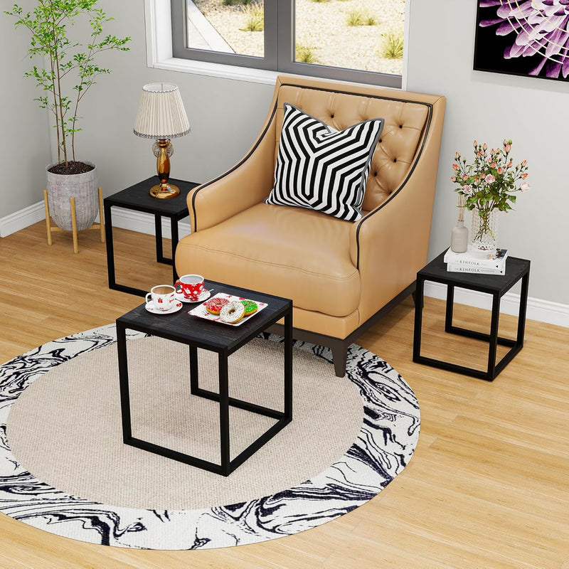 Nesting Coffee Table Stacking Metal Side Tables (Set of 3)