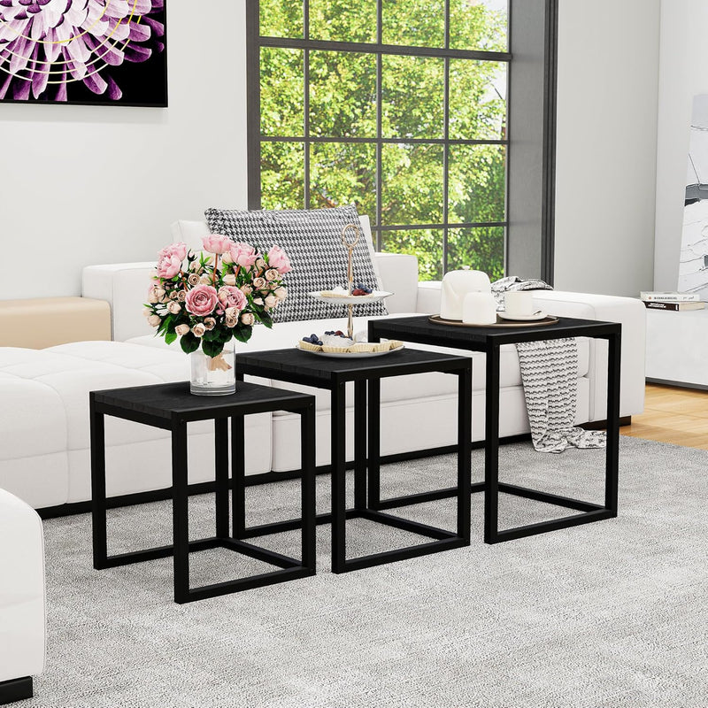 Nesting Coffee Table Stacking Metal Side Tables (Set of 3)