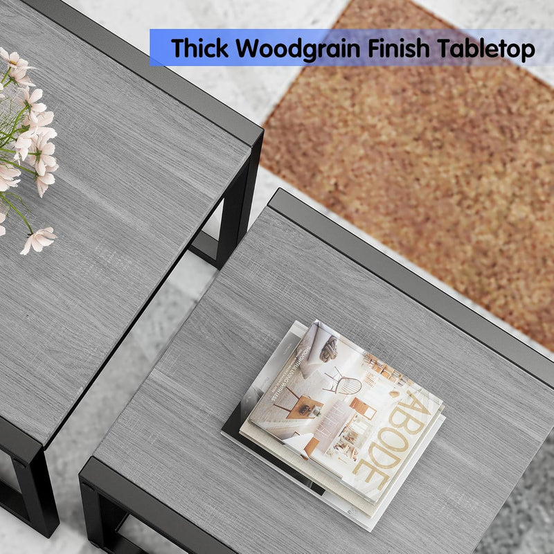 Nesting Coffee Table Stacking Metal Side Tables (Set of 3)