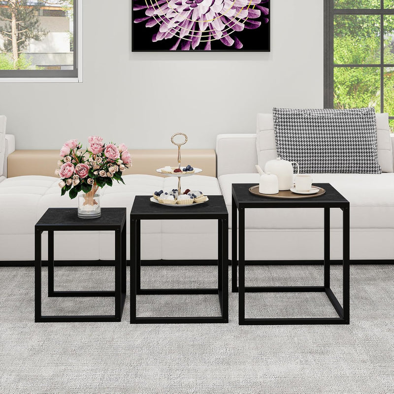 Nesting Coffee Table Stacking Metal Side Tables (Set of 3)