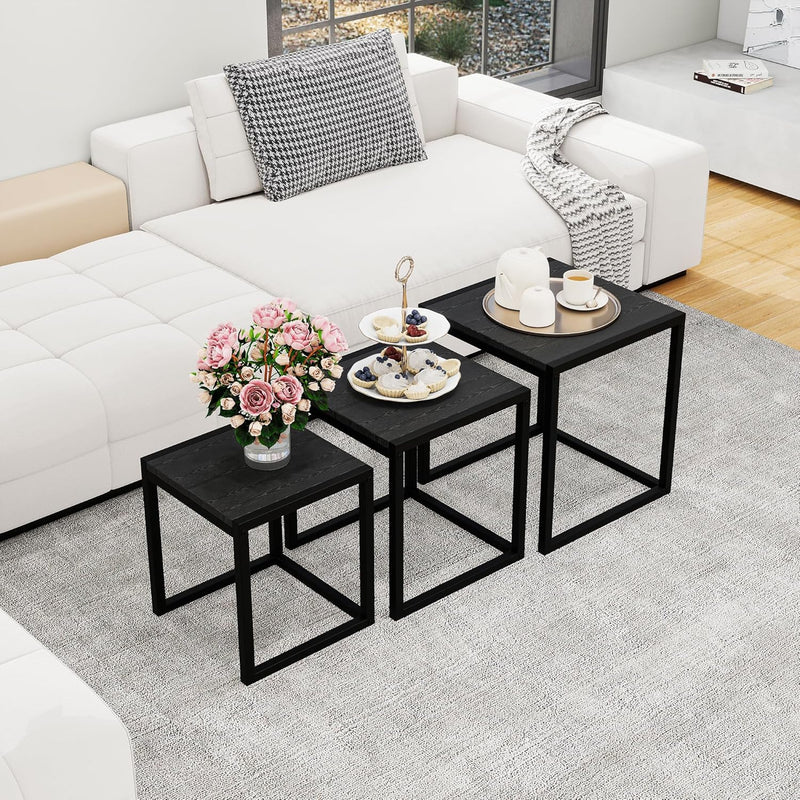 Nesting Coffee Table Stacking Metal Side Tables (Set of 3)