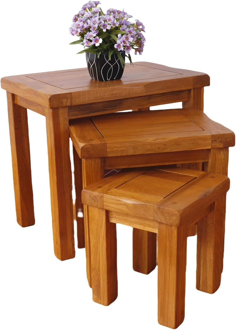 Nesting Table Solid Oak Nest of 3 Tables