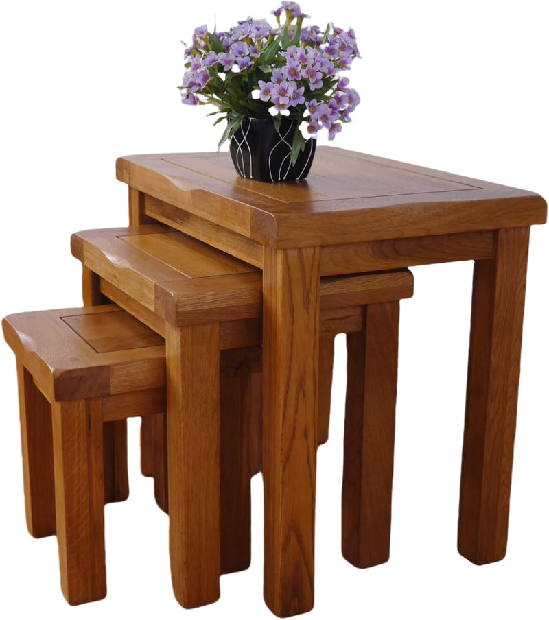 Nesting Table Solid Oak Nest of 3 Tables