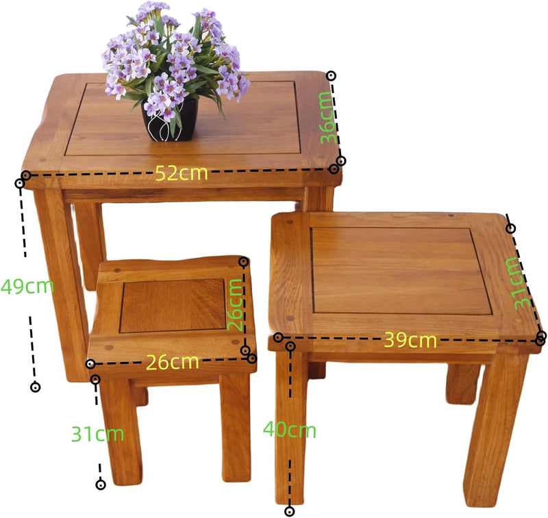 Nesting Table Solid Oak Nest of 3 Tables