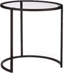 Nesting Tables Coffee Table with Glass Top Compact (Set of 2)