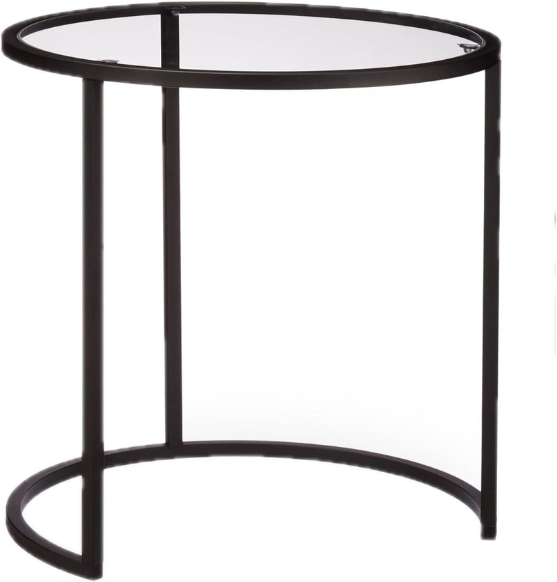 Nesting Tables Coffee Table with Glass Top Compact (Set of 2)