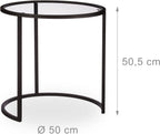 Nesting Tables Coffee Table with Glass Top Compact (Set of 2)