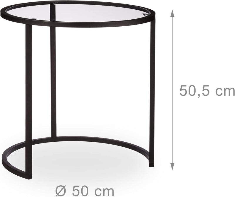 Nesting Tables Coffee Table with Glass Top Compact (Set of 2)