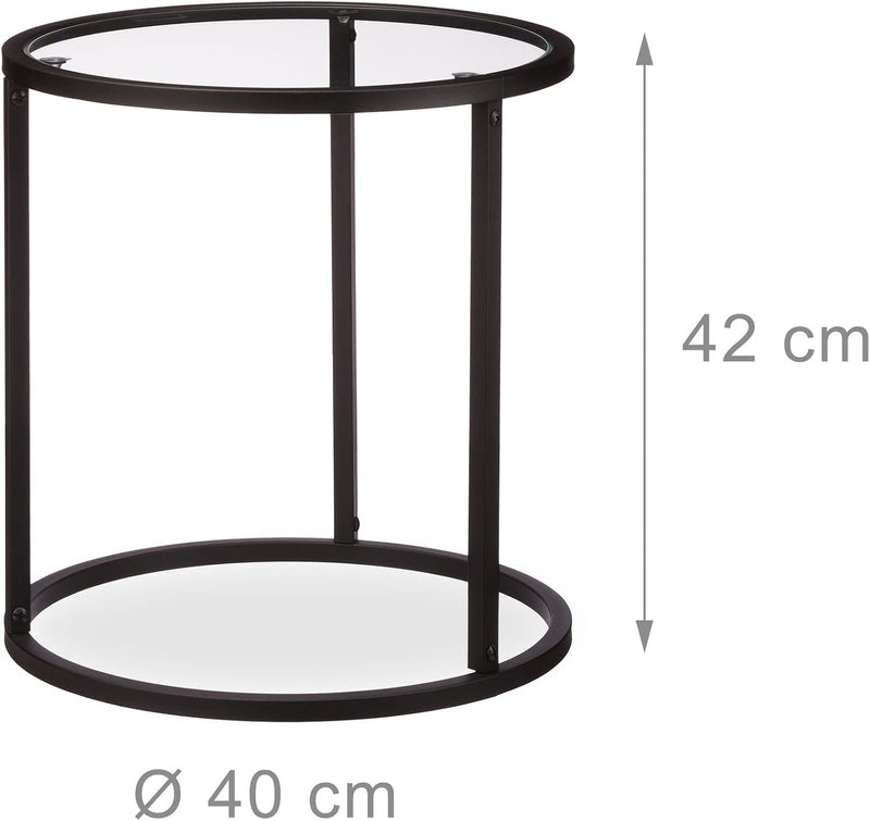 Nesting Tables Coffee Table with Glass Top Compact (Set of 2)