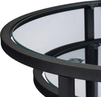 Nesting Tables Coffee Table with Glass Top Compact (Set of 2)
