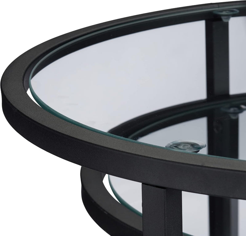 Nesting Tables Coffee Table with Glass Top Compact (Set of 2)