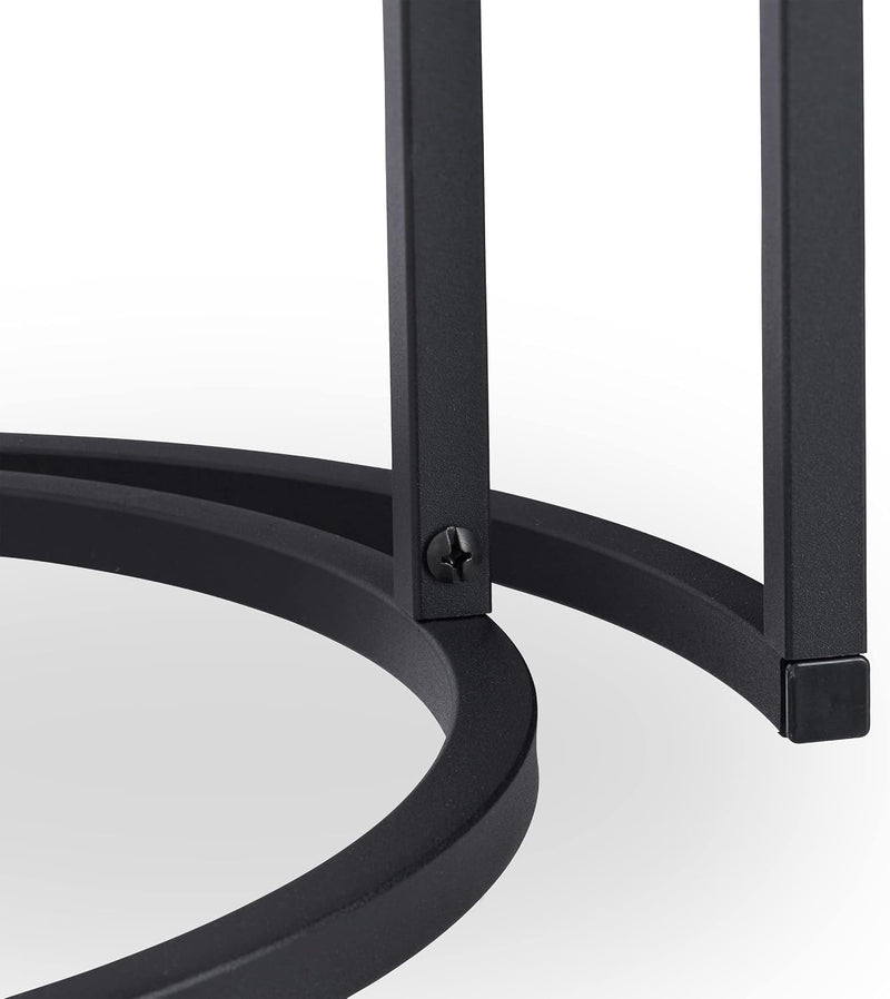 Nesting Tables Coffee Table with Glass Top Compact (Set of 2)
