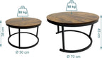 Nesting Tables Industrial Design Wood Effect Metal (Set of 2)