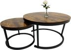 Nesting Tables Industrial Design Wood Effect Metal (Set of 2)