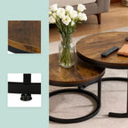 Nesting Tables Industrial Design Wood Effect Metal (Set of 2)