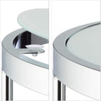 Nesting Tables Round Chrome Frame Modern Design Frosted (Set of 2)