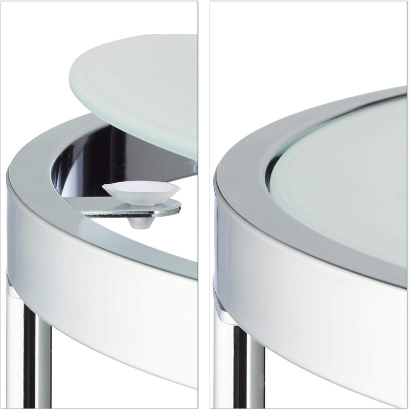 Nesting Tables Round Chrome Frame Modern Design Frosted (Set of 2)